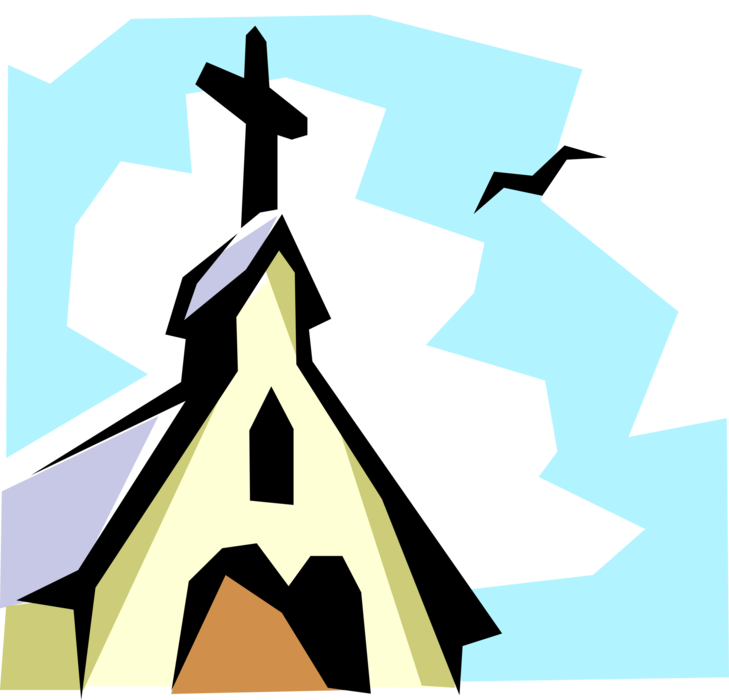 Vector Illustration of Christian Church Cathedral House of Worship Symbol