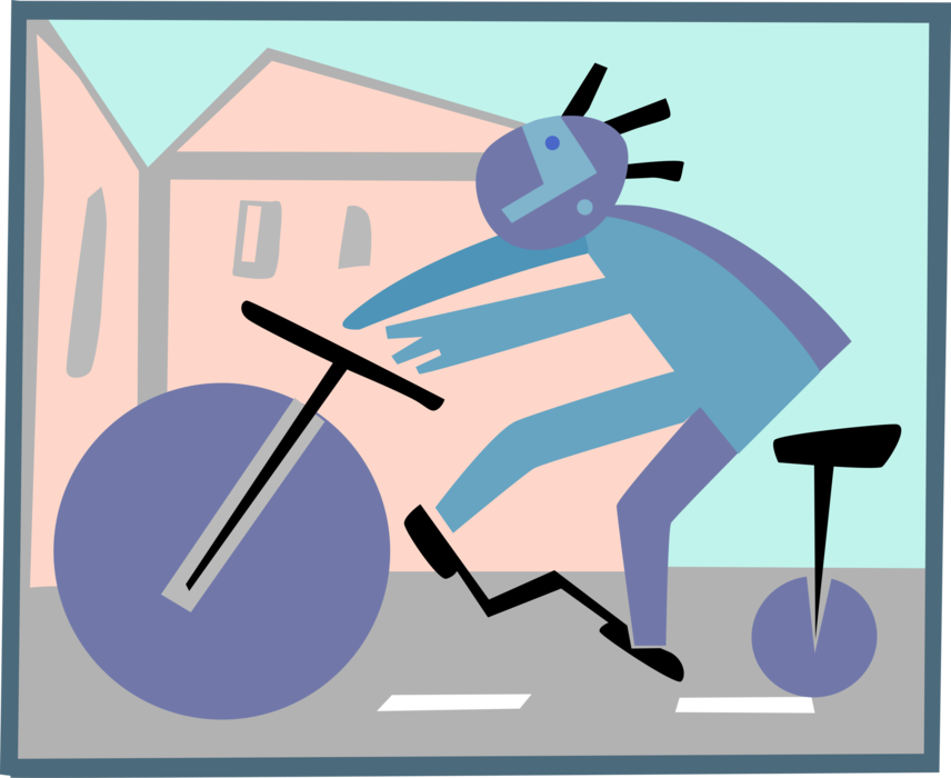 Vector Illustration of Cycling Cyclist Rides Bicycle