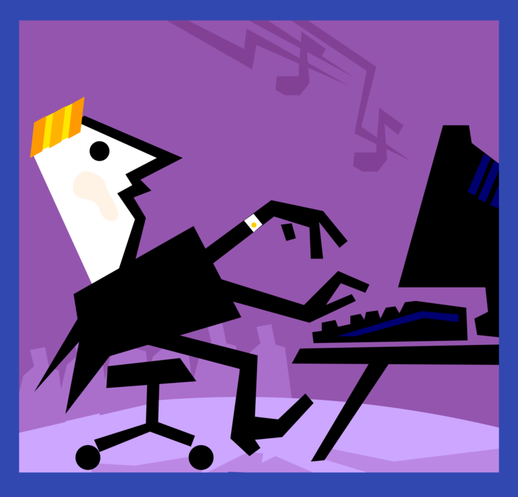Vector Illustration of Modern Music Composer Creates Digital Music on Computer