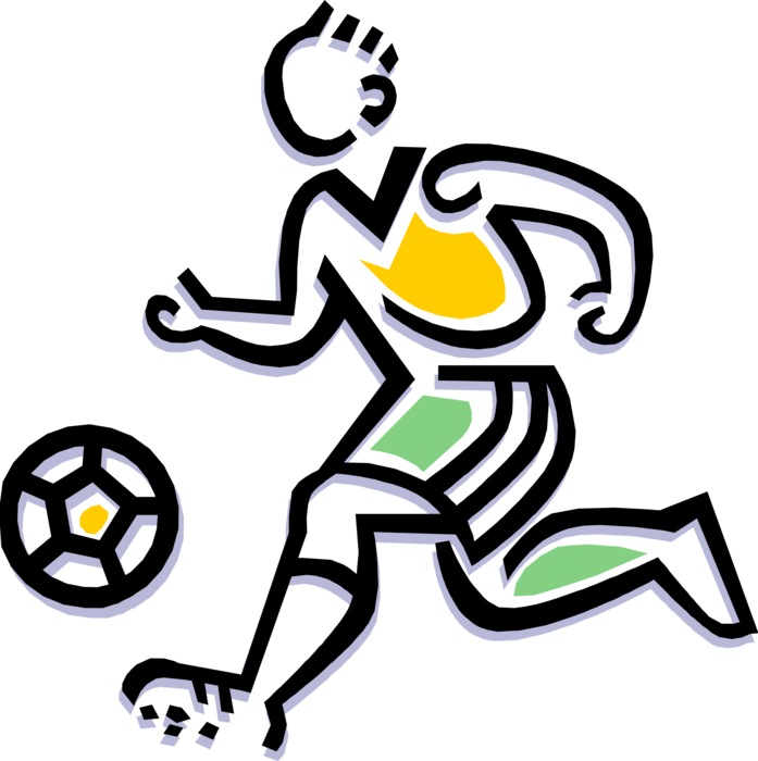 Vector Illustration of Sport of Soccer Football Player Dribbling Ball