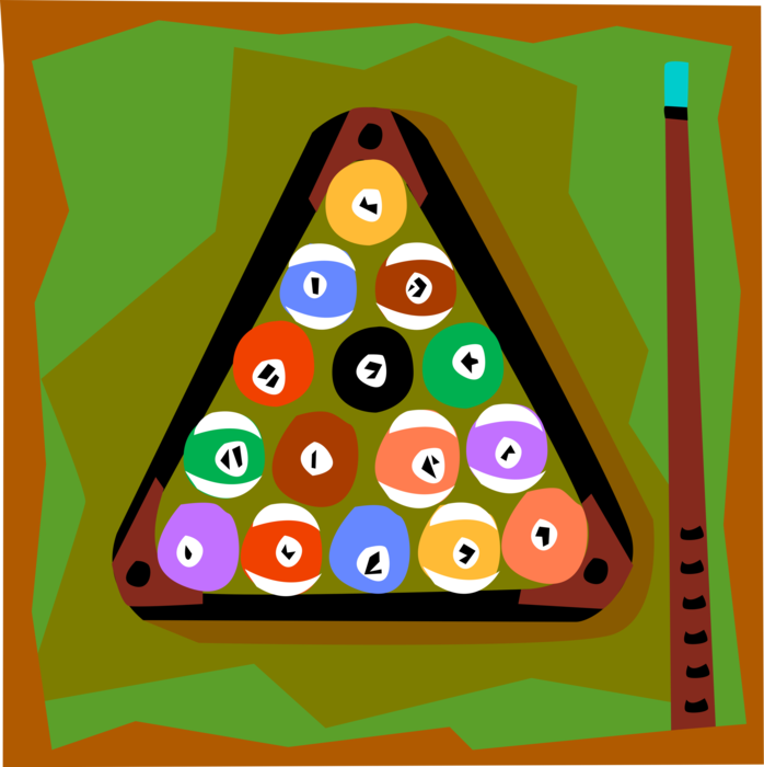 Vector Illustration of Game of Pool Cue and Pocket Billiards Balls