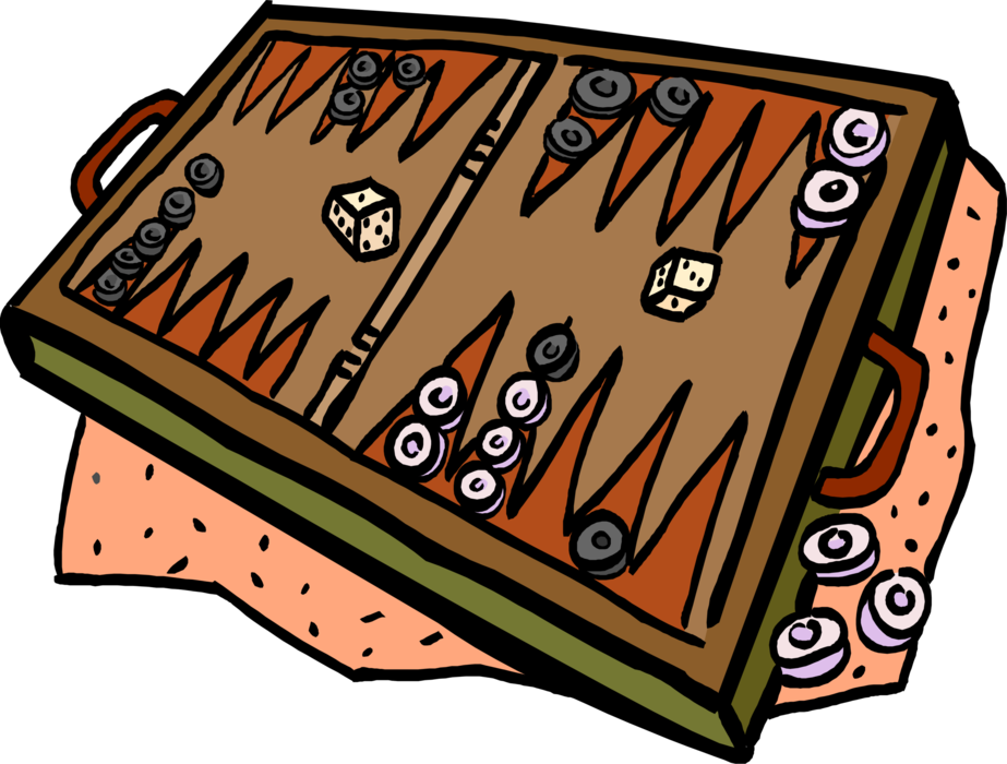Vector Illustration of Backgammon Board Game with Dice Involves Combination of Strategy and Luck