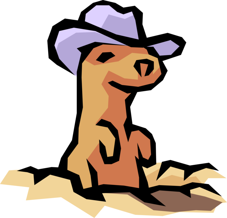 Vector Illustration of Rodent Gopher with Cowboy Hat