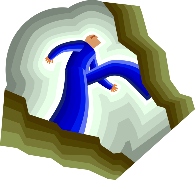 Vector Illustration of Man Crossing Great Chasm