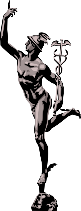 Vector Illustration of Giambologna's “Flying Mercury” Hermes Sculpture