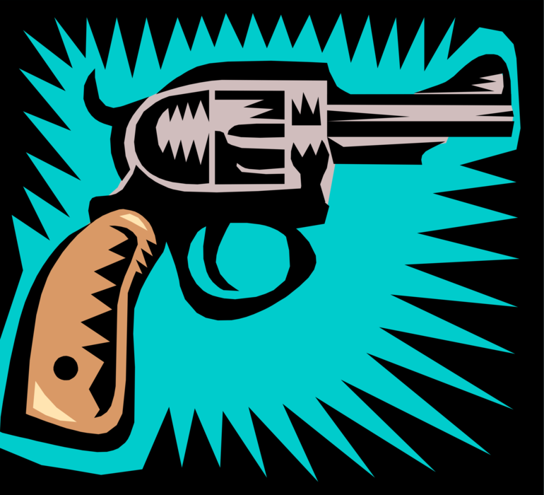 Vector Illustration of Handgun Handheld Firearm Weapon Gun