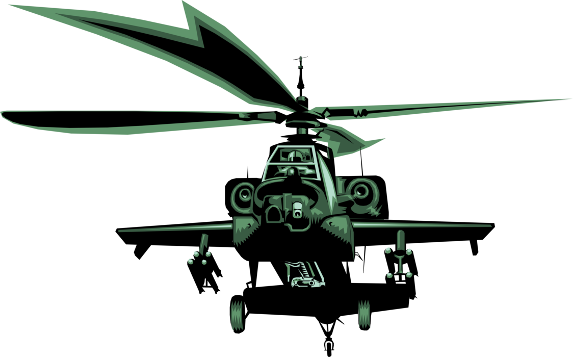 Vector Illustration of AH 64 Apache United States Army's Advanced Attack Helicopter