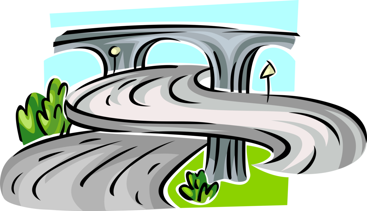 Vector Illustration of Interstate Highway Expressway Motorway Overpass