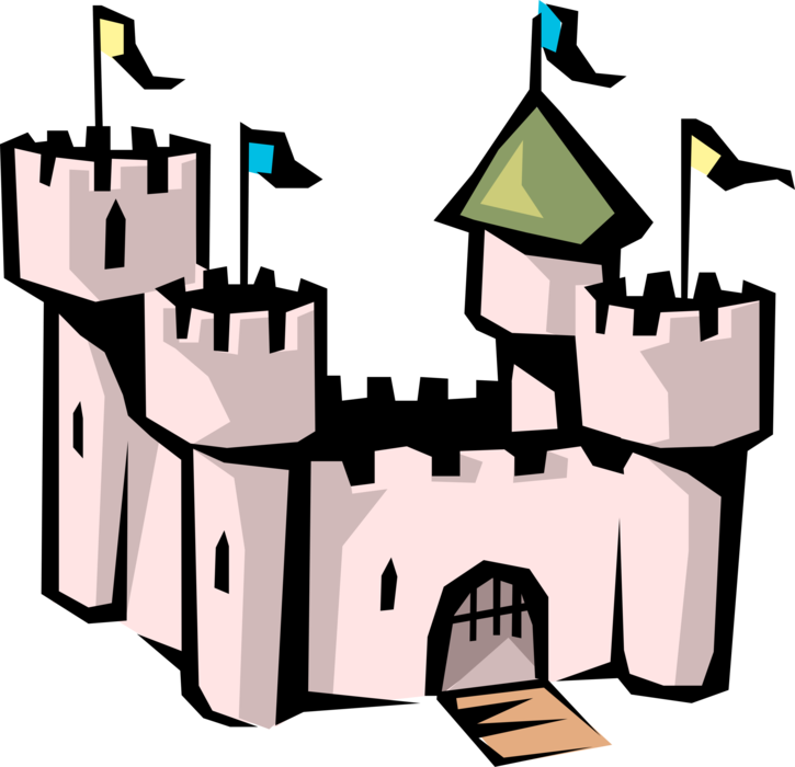 Vector Illustration of Medieval Castle Fortification Symbol