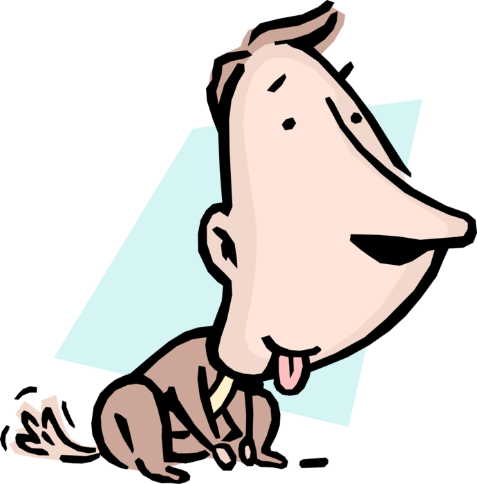 Vector Illustration of Brownnoser Idiom Businessman as Dog Panting