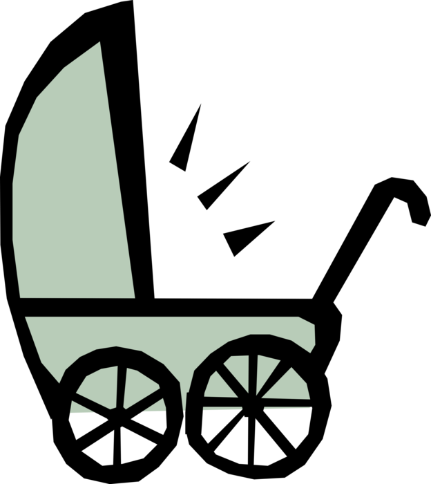 Vector Illustration of Baby Carriage Pram Stroller Infant Child Wheeled Transport