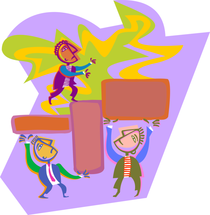 Vector Illustration of Using Teamwork to Build Strategy That Meets Objectives