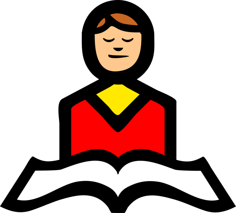 Vector Illustration of Person Reading from Holy Bible Scriptures