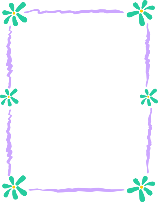 Vector Illustration of Green Flowers Border Frame