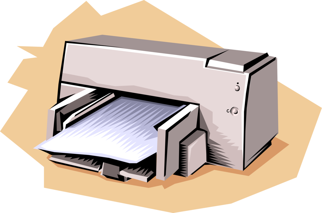 Vector Illustration of Computer Printer Peripheral Document Printing Device