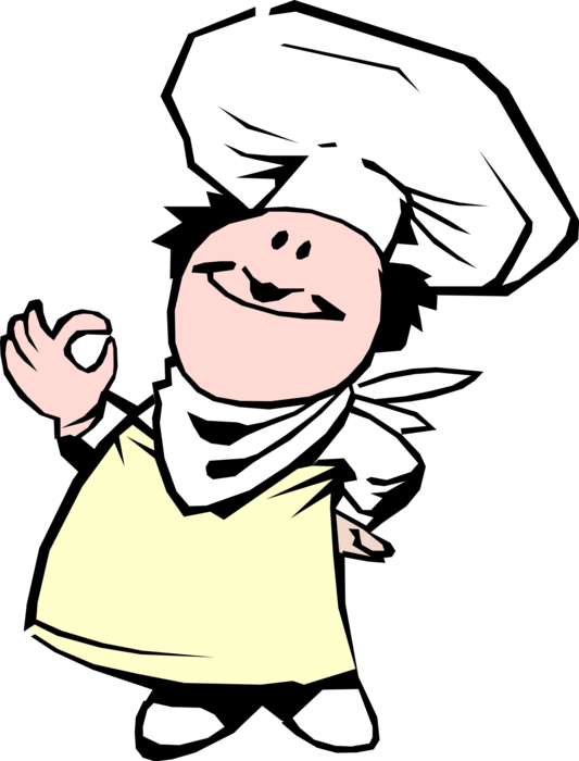 Vector Illustration of Culinary Cuisine Restaurant Chef Gives the A-OK Hand Gesture Sign