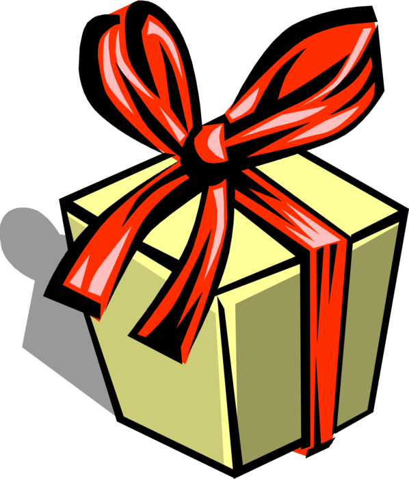 Vector Illustration of Gift Present with Red Ribbon and Bow