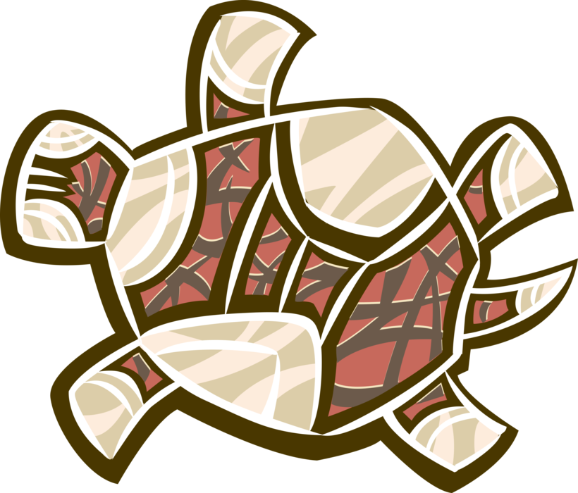 Vector Illustration of Slow-Moving Terrestrial Reptile Tortoise or Turtle Animal Symbol
