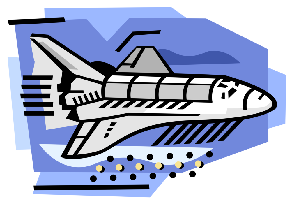 Vector Illustration of The United States NASA Space Shuttle Orbits into Outer Space