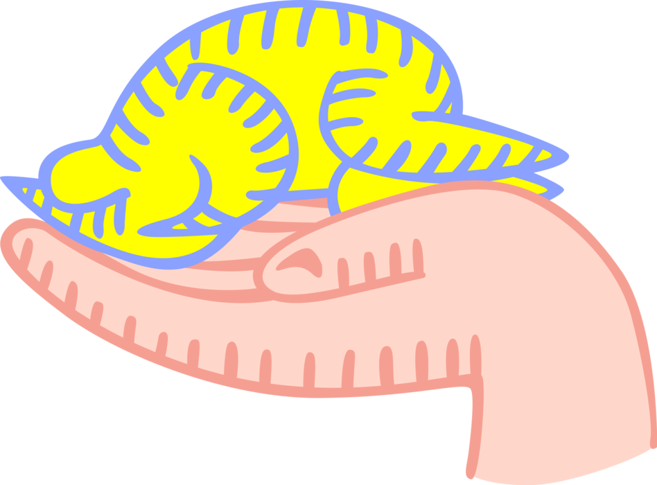 Vector Illustration of Sleeping Man in the Palm of Hand