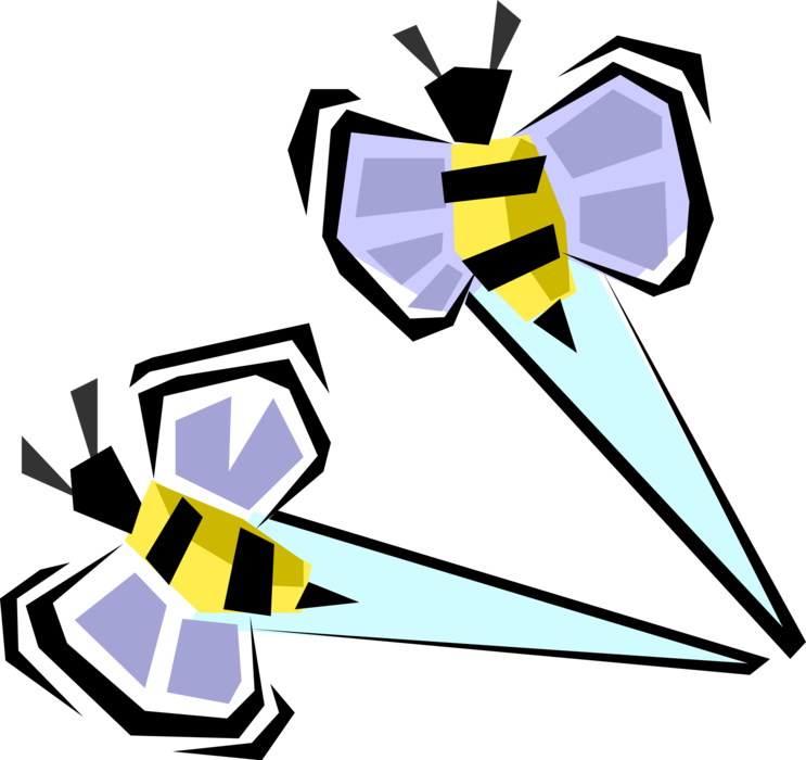 Vector Illustration of Bumblebee Bumble Bee Honeybees Flying