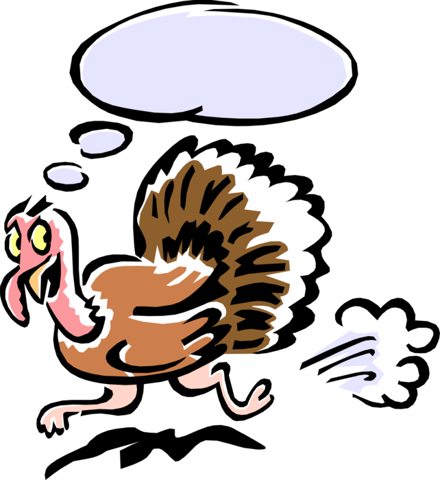 Vector Illustration of Thanksgiving Turkey Having Thought