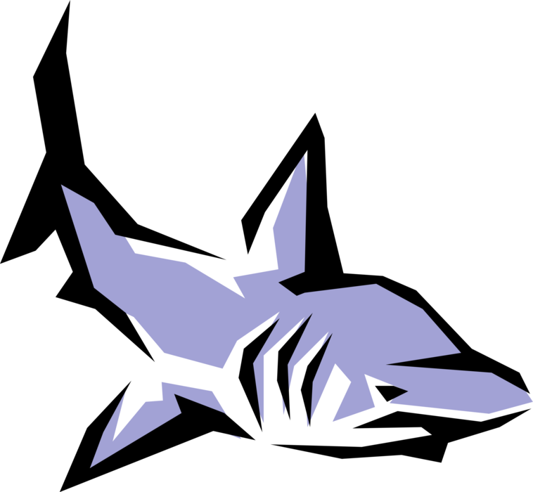 Vector Illustration of Marine Predator Shark Swimming
