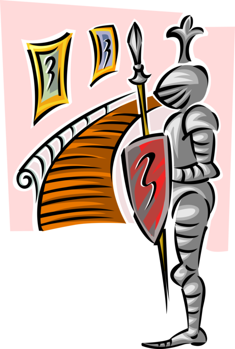 Vector Illustration of Middle Ages Medieval Chivalry with Suit of Armor in Castle 