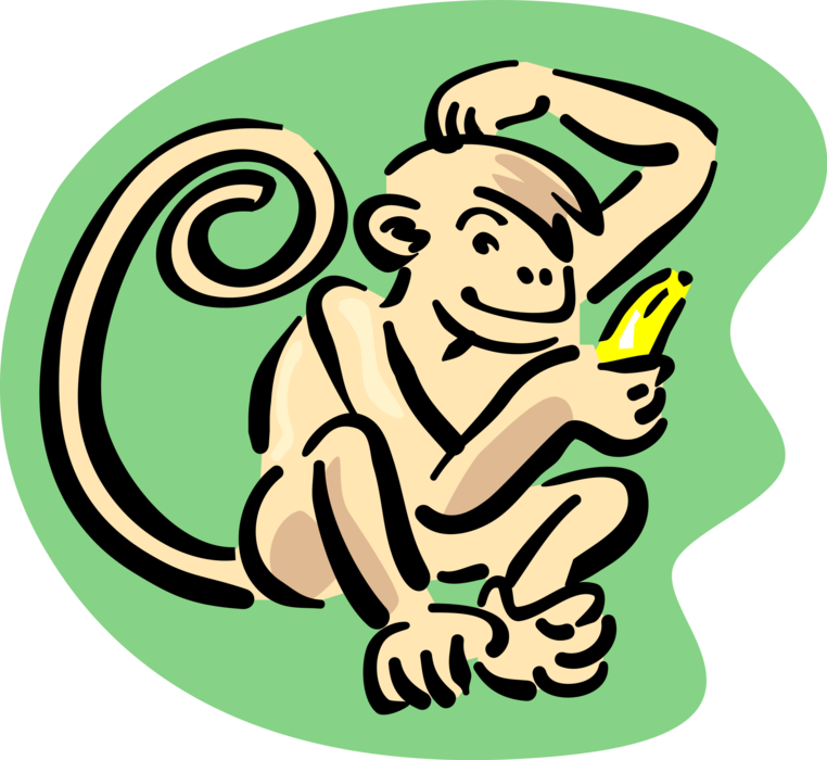 Vector Illustration of Primate Monkey Ape and Banana