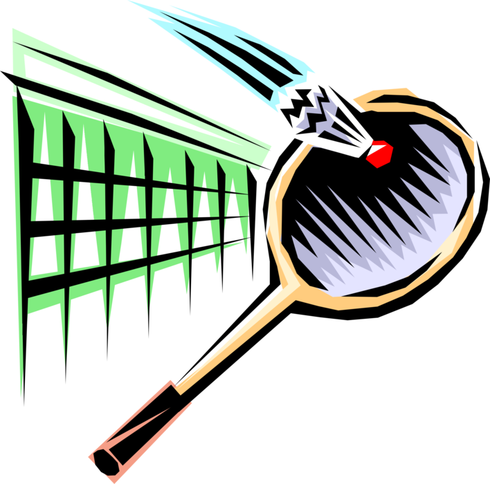 Vector Illustration of Sport of Badminton Racket or Racquet and Birdie or Shuttlecock