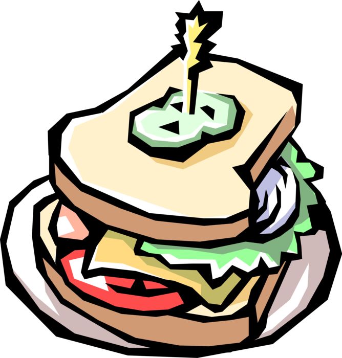 Vector Illustration of Lunch Sandwich on Plate