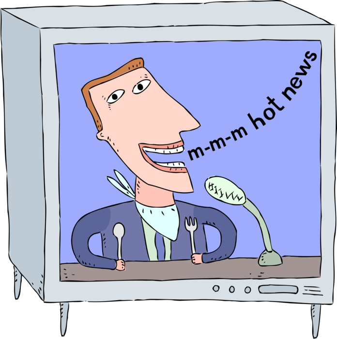 Vector Illustration of Television News Anchorman Broadcasting and Entertainment News Reader