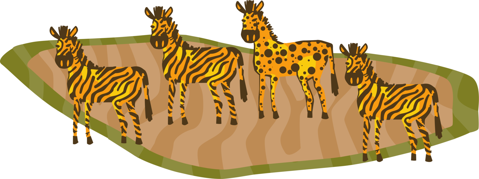 Vector Illustration of African Striped Zebra Horses