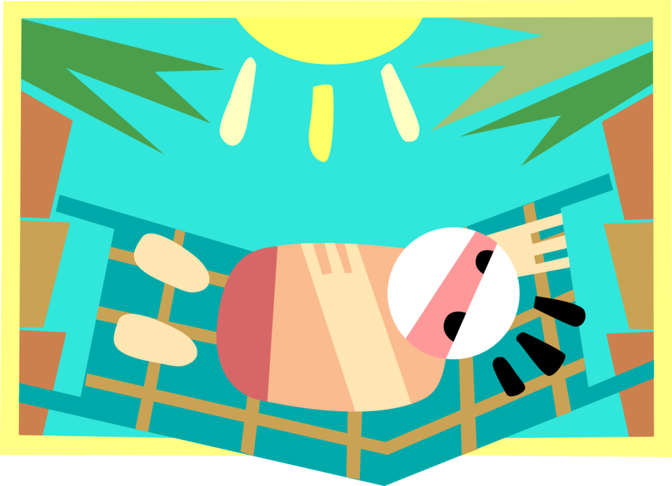 Vector Illustration of Relaxing on Hammock in the Summer Sun