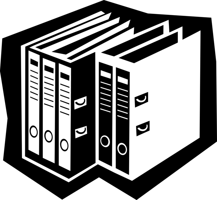Vector Illustration of Office Documents and Records Binders