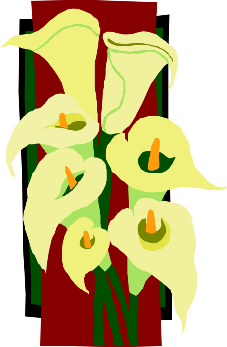 Vector Illustration of Yellow Flowers on Red