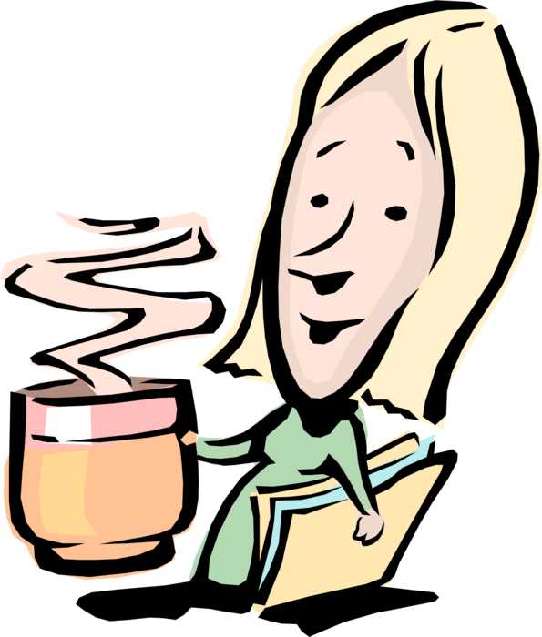 Vector Illustration of Businesswoman with Cup of Coffee