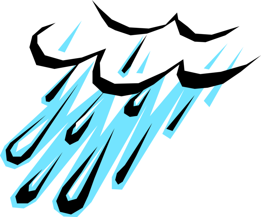 Vector Illustration of Weather Forecast Rain Clouds Raining