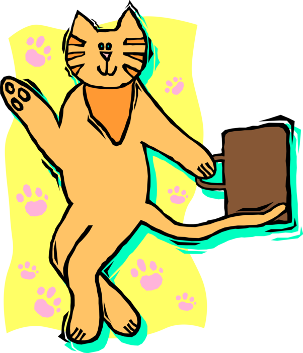 Vector Illustration of Business Cat with Briefcase Walking