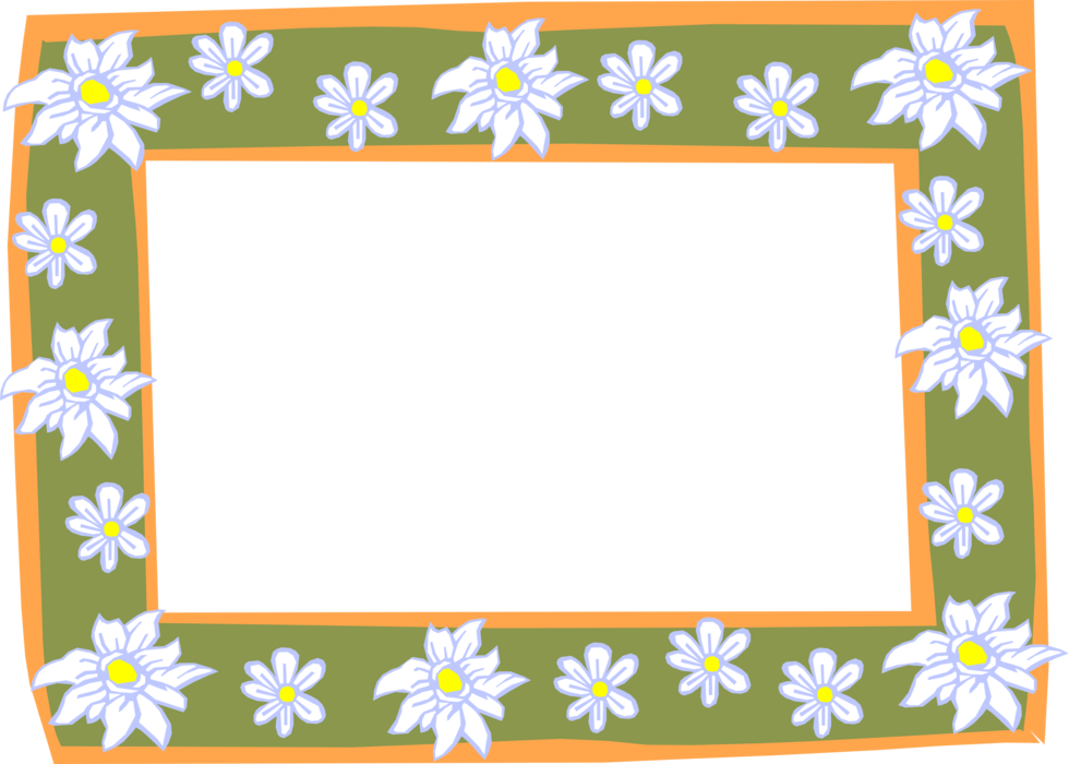 Vector Illustration of Summer Daisy Flower Border