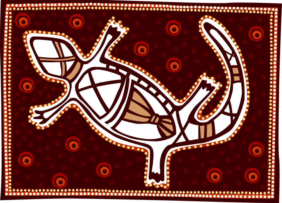 Vector Illustration of Native American Indigenous People Animal Folk Art Lizard Symbol