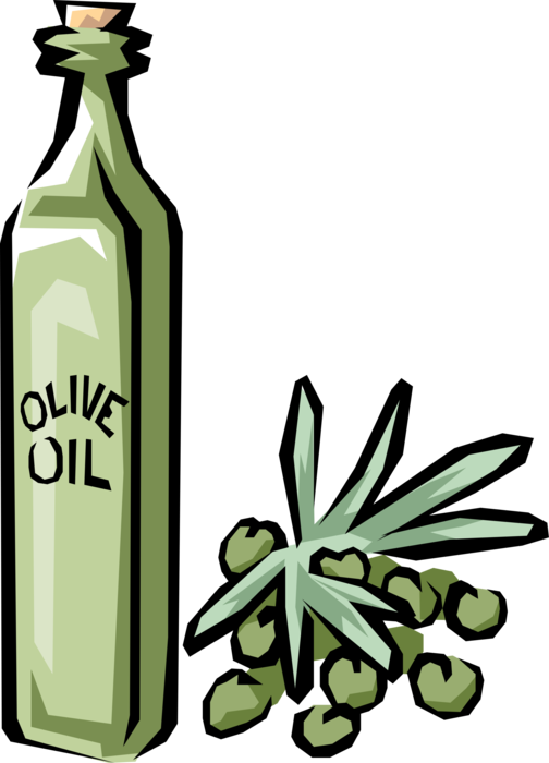 Vector Illustration of Virgin Olive Oil Salad Oil with Olives