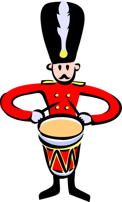 Vector Illustration of Child's Toy Soldier with Military Drum in Royal Band