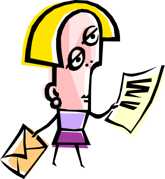 Vector Illustration of Lady Receives Bad News Letter in Mail