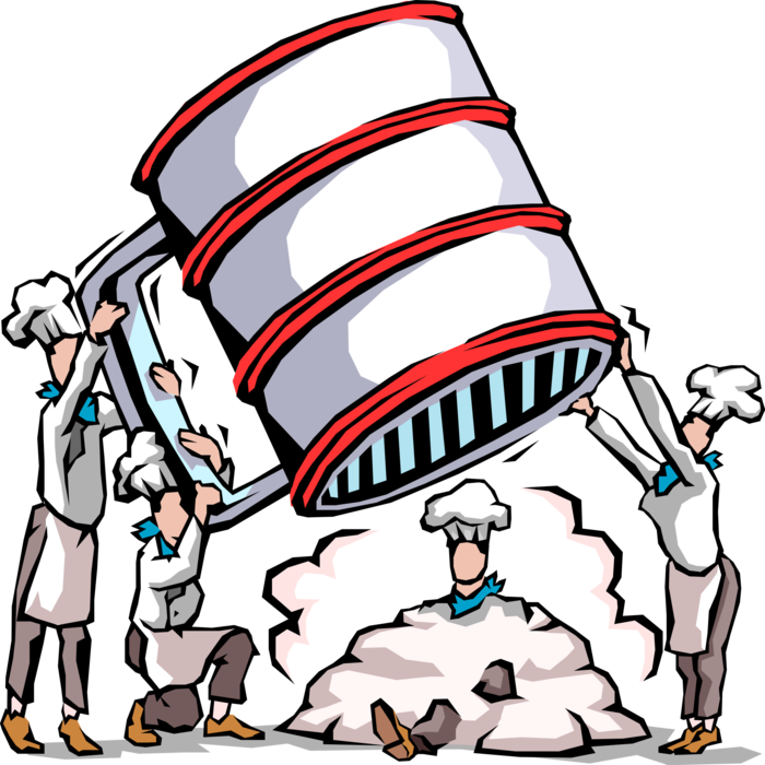 Vector Illustration of French Culinary Cuisine Chefs Sifting Flour to Make Dough