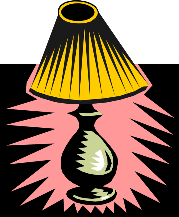 Vector Illustration of Household Lamp Provides Illuminated Light Source