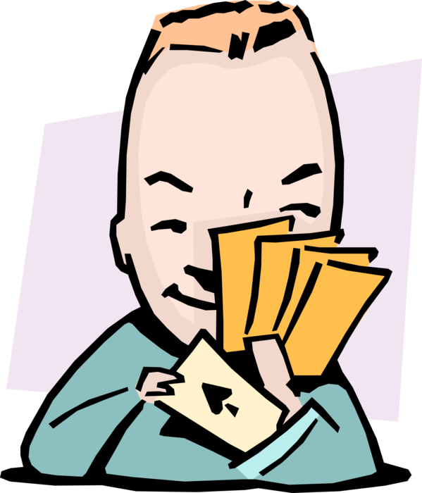 Vector Illustration of Ace Up His Sleeve Idiom Businessman Gambler Cheats at Card Game