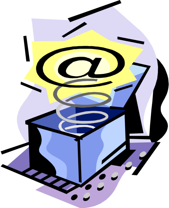 Vector Illustration of Box with Spring Email Correspondence @ Symbol