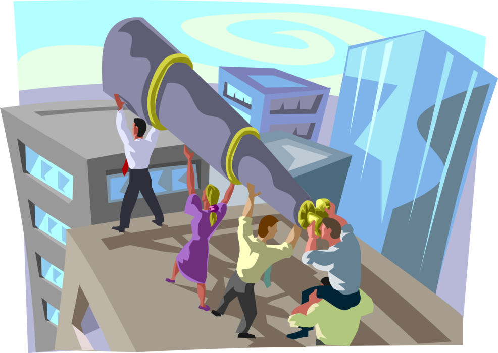 Vector Illustration of Businessman Looking Through Telescope Searching for Opportunities