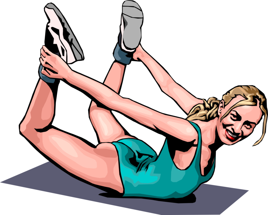 Vector Illustration of Exercise and Physical Fitness Workout Doing Floor Exercise